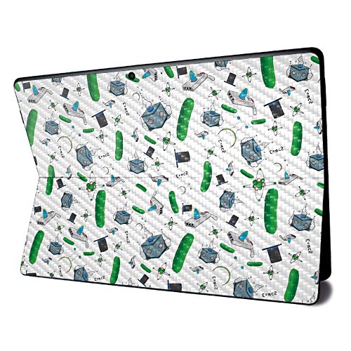 Image of MightySkins Carbon Fiber Skin for Microsoft Surface Pro X - Science Cartoon | Textured Carbon Fiber Finish | Easy to Apply, Remove, and Change Styles | Made in The USA