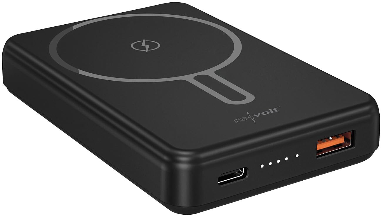 revolt powerbank magnetico: Set da 2 Powerbank Wireless, nero, 10.000 mAh, 22,5 W PD (magsafe per iphone, compatibile Qi, cassaforte)