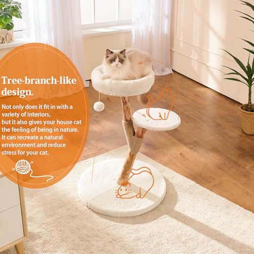 Torre Moderna para Gatos de Interior con 2 Niveles y Poste de Madera miniatura 3