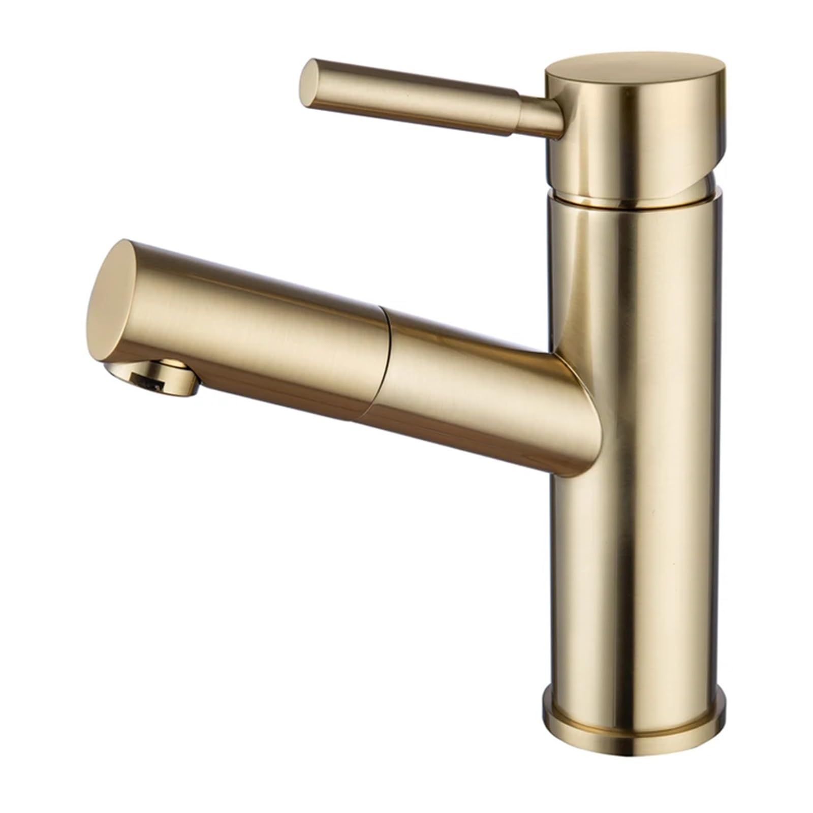 Grifo de latón para lavabo de baño acabado oro cepillado de diseño premium