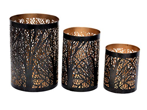 Eurasia Set of Three Iron Glass Candle Holders Creative Decoration Home Votive Activity Tealight Holders Wedding Gift Idea