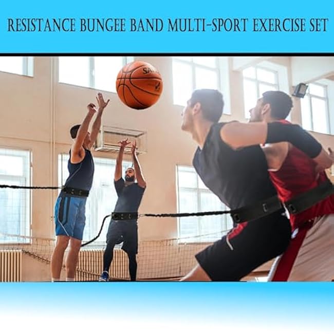 Zone Defense Resistance Bands Training Kit - Basketball Defense Bands for Agility, Team Training and Athletic Training, Unisex, 6.5 FT-15 FT Adjustable (Black, Nylon), 1 Set