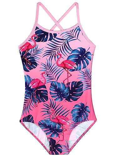 Image of Girls Swimsuit One Piece Bathing Suit with Adjustable Straps Cute Little Kids Swimming Suits Beach Swimwear 4T-12