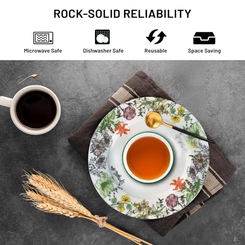 Gusto-Buono-Porcelain-12Pcs-Dinnerware-Set–Floral-Design-on-Premium-White-4-Cereal-Bowls-55-4-Salad-Plates-75-4-Dinner-Plates-105-Perfect-Dinner-Set-for-Dining-Parties-Gifts Gusto Buono Porcelain 12Pcs Dinnerware Set–Floral Design on Premium White 4 Cereal Bowls 55 4 Salad Plates 75 4 Dinner Plates 105 Perfect Dinner Set for Dining Parties Gifts