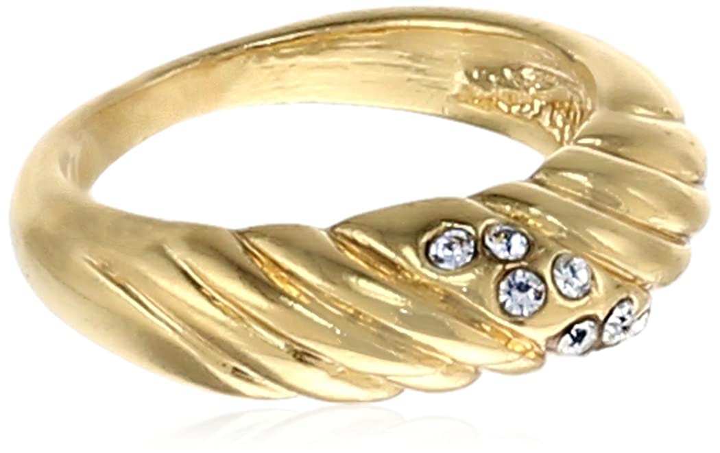 Estele 24Kt Gold Plated Croissant Ring for Women with Austrian Crystals (025 Ring) (B093TP3R6H) Amazon Price History, Amazon Price Tracker