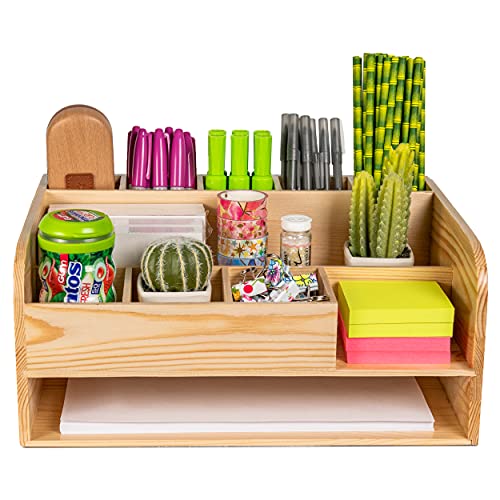 Clear Pine Wood Desk Organizer with File Organizer for Office Supplies Storage & Desk Accessories. Perfect Office Decor combo for Desk Organization, Office Desks, Home Office and more by MissionMax Clear Pine Wood Desk Organizer with File Organizer for Office Supplies Storage & Desk Accessories. Perfect Office Decor combo for Desk Organization, Office Desks, Home Office and more by MissionMax