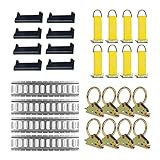 E-Track Tie-Down KIT! 4 Galvanized 8' Horizontal E Track Rails, 8 End Caps, 8 Rope Tie-Offs, 8 O...