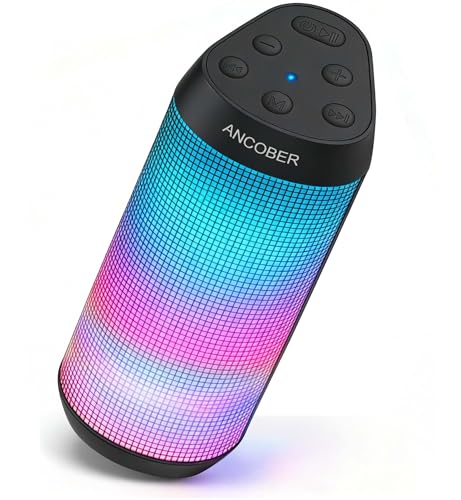 Portable Bluetooth Speaker, 2026 Wireless Speaker with 20W HD Loud Stereo Sound, 36H Playtime, Cool LED Lights, IPX4 Waterproof, TWS Pairing, BT5.3, Buit-in Mic, for Outdoor, Home, Party, Gift