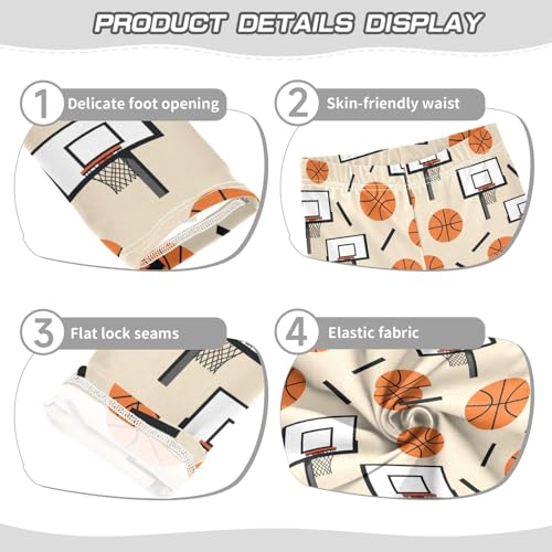 Girls Leggings Size 4T Basketball Beige Soft Stretchy Pants Breathable Girl Clothes for Dance Running3