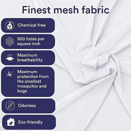 Even Naturals Luxury Mosquito Net Pop Up Tent, Large - for Twin to Queen Size Bed Tent - Mosquito Netting for Camping - Bug Net - Canopy Outdoor, Bed Tent - Insect Screen - Ultralight, Folding Design
