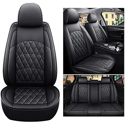 Aotiyer Full Set Car Seat Covers Universal Car Seat Covers Accessories Full Surround Breathable and Waterproof Leather Automotive Seat Covers for Most Cars SUVs Pick-up Trucks,Black Cover