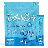 Waterboy Weekend Recovery | 3,187mg Electrolyte Powder Packets | Ginger + L-Theanine + Vitamins | No Sugar, All Natural, Gluten Free | 24 Drink Stick Mixes (Blue Raspberry)