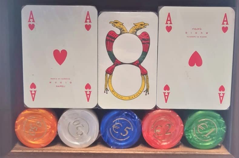 Generico Carte da Gioco con Cofanette in legno fatto a Mano Artigianale Poker e Napoletane - Misure 21x15,5 cm (Veduta sul Porto)