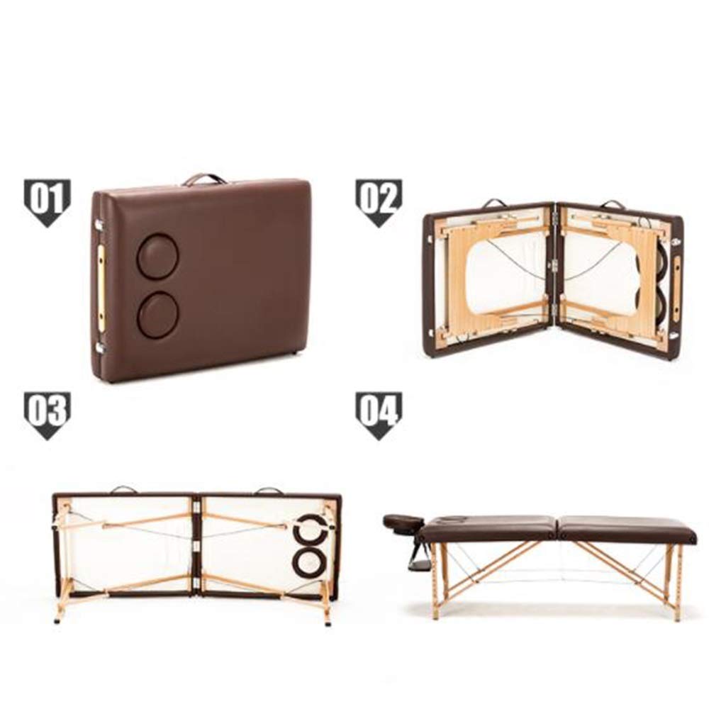 Lettino da Bellezza Portatile, Lettino Spa Pieghevole a 2 sezioni, Adatto per Spa, Massaggi, Bellezza e Altri progetti (Brown)