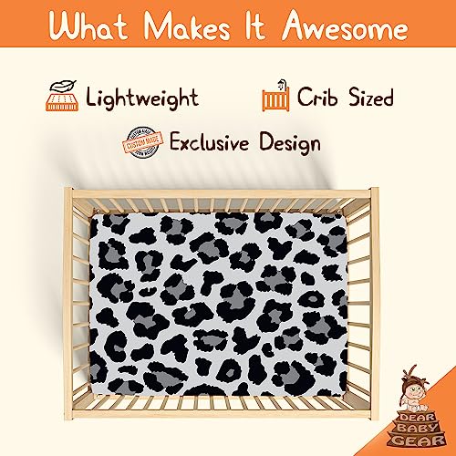 Image of Dear Baby Gear - Baby Crib Sheets - Toddler Bed Sheets - Breathable Fitted Bed Sheet - Nursery Bedding - Cribs Mattress Cover - Standard Crib Sheet for Girls & Boys - 52x28x10 (Gray Leopard Print)