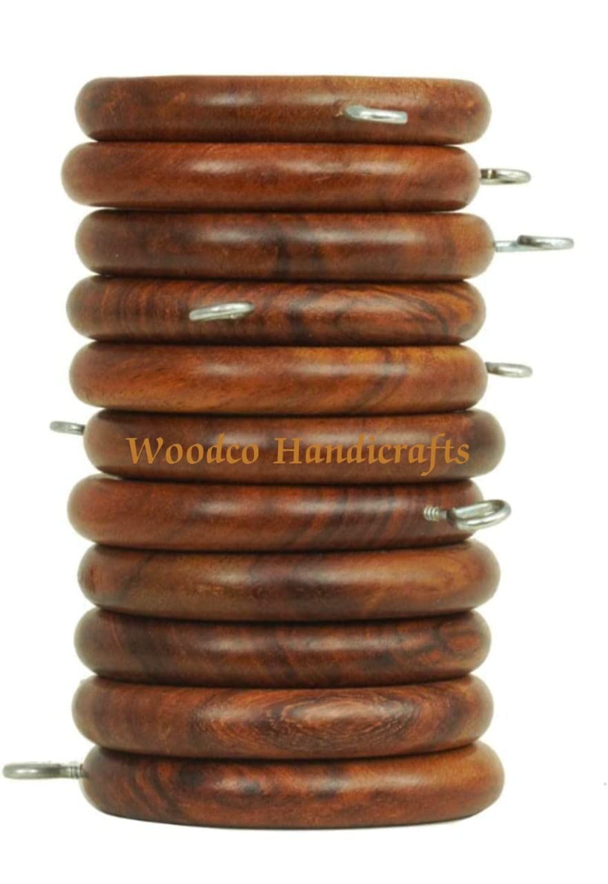 [Handmade Wooden Curtain Rings (Inner Dia 1.75 Inch to 2.5 Inch) (Brown) (2.5 X 2.5 INCH) with Natural Sheesham Wood (2.5 inch, 12)-image-11
