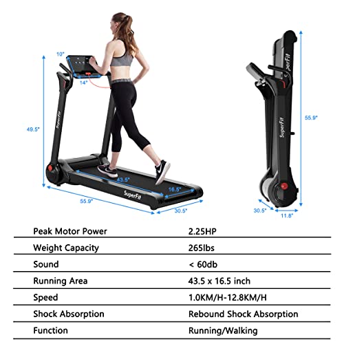 Gymax Folding Treadmill, 2.25Hp Electric Motorized Running Walking Machine With Led Touch Screen, Portable Cardio Workout Treadmill For Home Gym Office (Black) #TOP6