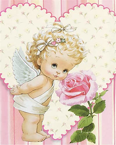 Amazon | 油絵 数字キットによる絵画 かわいい小さな天使の