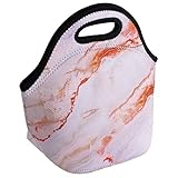 CM Soft Neoprene Tote Picnic Bag Lunch Container Box Organizer for Outdoor Travel (Orange Marble...