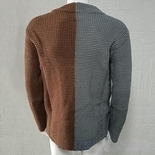 ADHOWBEW Men's Cardigan Sweaters Fashion Casual Big and Tall Stand Collar Cable Knit Warm Long Sleeve Sweaters4