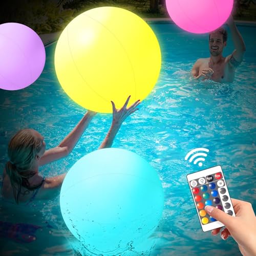 Image of 8 Pack 16 Inch LED Beach Ball, Light Up Beach Balls with Remote Control | 16 Lighting and 4 Modes, Suitable for Pool Games Night Summer Pool Party,Outdoor Everybody Family Games
