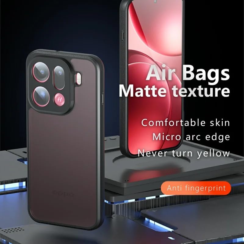 Image of Matte PC + TPU Back Cover Case for Oppo Find X9 Pro 5G, Air Bag Corner Protection, Anti-Fingerprint, Never Turns Yellow, Micro Arc Edge, Camera Lens Guard, Black