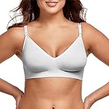 Hanes Women's Wireless T-Shirt, Moisture-Wicking Convertible Smoothing Bra, Full-Coverage, White Heather, X-Large