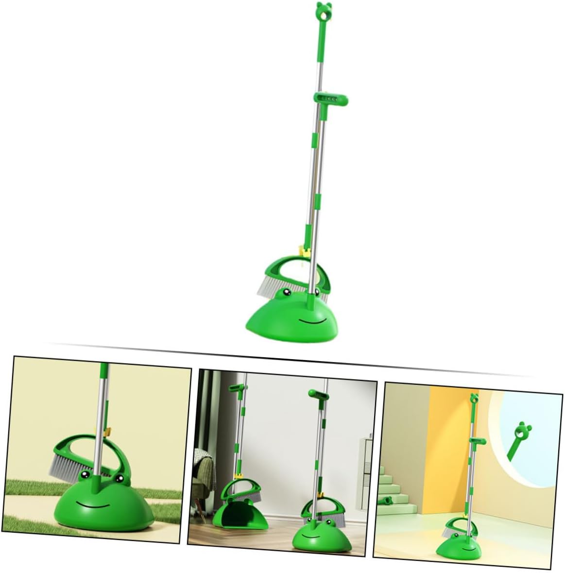 ERINGOGO Cartoon Boys and Girls Broom Dustpan Set 1 Set of Cleaning Broom Dustpan Easy to Use for Home