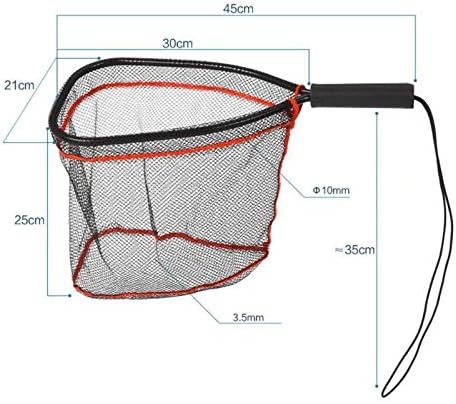 Fishing Net Portable Fly Fishing Dip Nets Lightweight Black Red Aluminum Alloy Frame Rubber Handle Brail Fishing Net Fish Tackle Accessories Fishing net fishing basket foldable portable fish cage fish