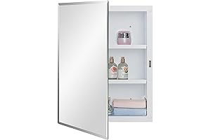 16" x 20" Plastic Mirror Medicine Cabinet, Dual Mount