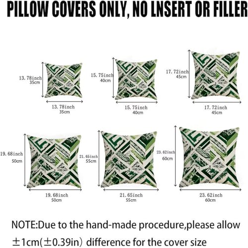 Housse coussin vert 75x75cm géométrie double face lin de qualité supérieure - 6