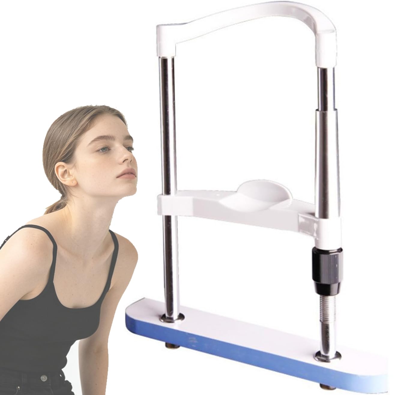 WHOOLEFUN Optical Instrument Chin Rest, Optometry Lifting Chin Bracket, 135-235mm Height Adjustment, Curved Ergonomic Chin Support, For Vision Training Center, Optical Shop