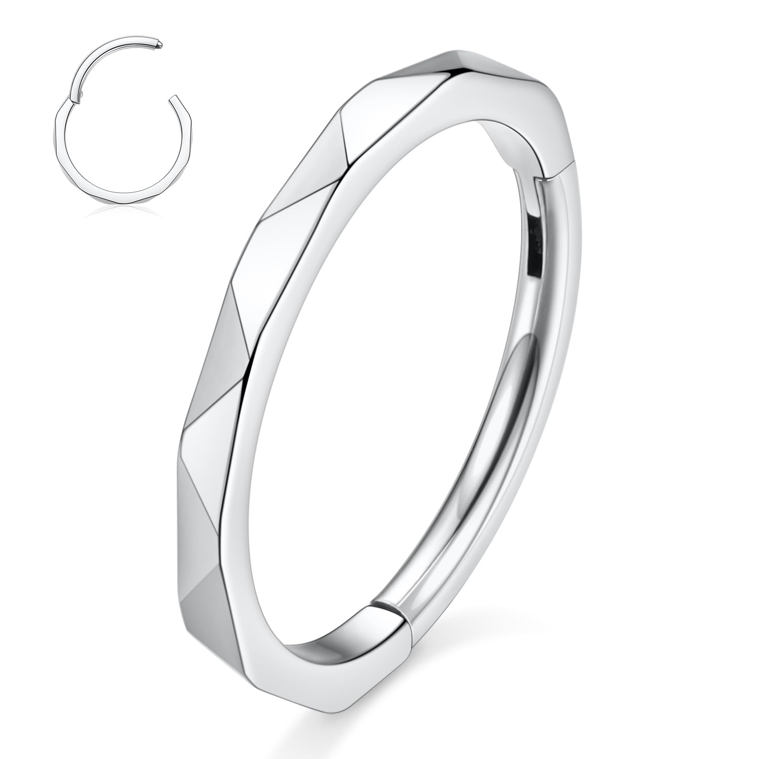 hengkaixuan CZ/Opal Nose Rings Conch Jewellery Septum Clicker 316L Surgical Steel Segment Ring Helix Cartilage Earrings Hoop Daith Tragus Rook Piercing Jewellery — view 29