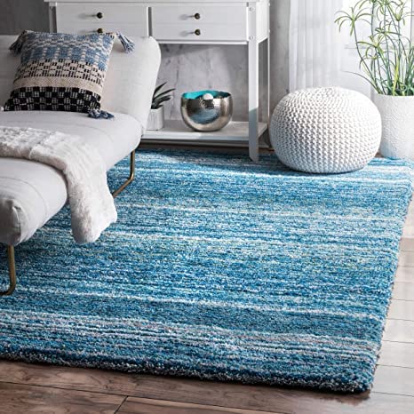 Image of Shaggy Rug for Bedroom Living Room 3X5 FEET Fluffy Plush Area Carpet with Non Slip Backing, Modern Cozy Floor Rug for Home Decor and Comfort (Blue /Multi)