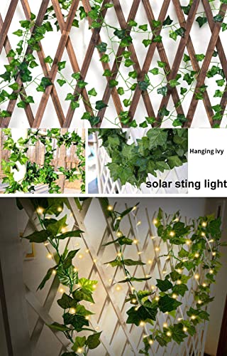 Xsfancyfun Solar Vine String Light Outdoor Waterproof Artificial Vine Hanging Fairy Lights Fake Maple Ivy Leaf Green Rattan With 13Ft/4M 20Led String Lights For Party Wedding Garden Aesthetic Decor #TOP7