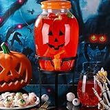 Umigy 1 Gallon Halloween Plastic Drink Dispensers with Steel Stand Halloween Jar for Outside Beverage Dispenser with Lid for Daily Life Birthday Holiday Part