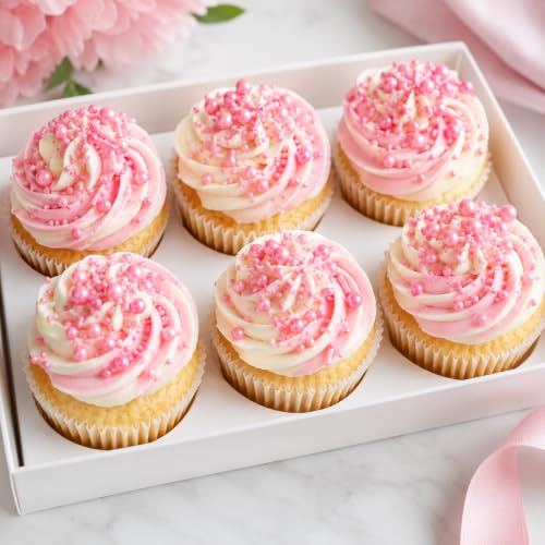 Image of Sprinkles for Cake Decorating Edible Pearls 10.8oz Pink Pearl Sprinkles