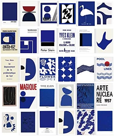 Amazon Com 30 Pcs European Style Wall Collage Kit Aesthetic Pictures Klein Blue Posters Art Wall Postcards Aesthetic Room Decor For Teen Men Abstract Home Wall Art Decorations For Living Room Posters