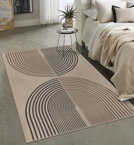 Rugalia Easy Jute Indoor Outdoor 5x7 Rug, Washable Modern Rainbow Rugs for Living Room, Non-Slip Boho Farmhouse Bedroom Rug Neutral Abstract Floor Carpet for Patio Dining Room Nursery - Image 6