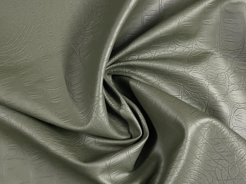 Faux Leather Alligator Skin PU Fabric Material Khaki 5MTR
