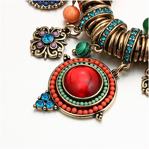 Hongye Bohemian Multicolor Round Pendants Enamel Rhinestone Ethnic Necklace For Women #TOP5