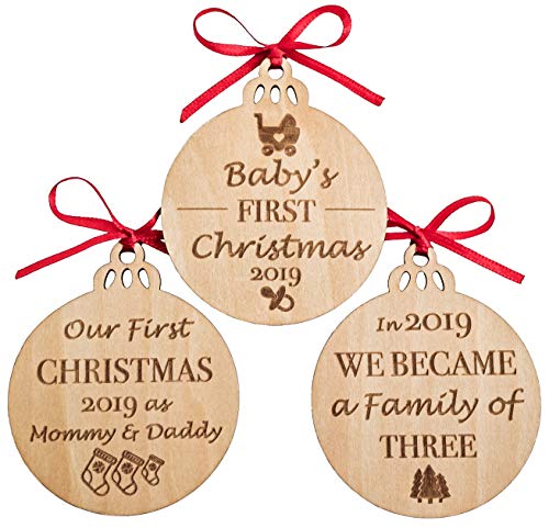 Heart's Sign Set of 3 Babys First Christmas Ornament | Our First Christmas