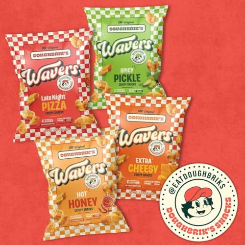 Image of WAVERS by Doughbrik's Snacks, Flavor Sampler Bundle 0.5 oz Bags, Crispy Crunchy Texture Perfect Anytime Snack Made in the USA (12-Pack Assortment)
