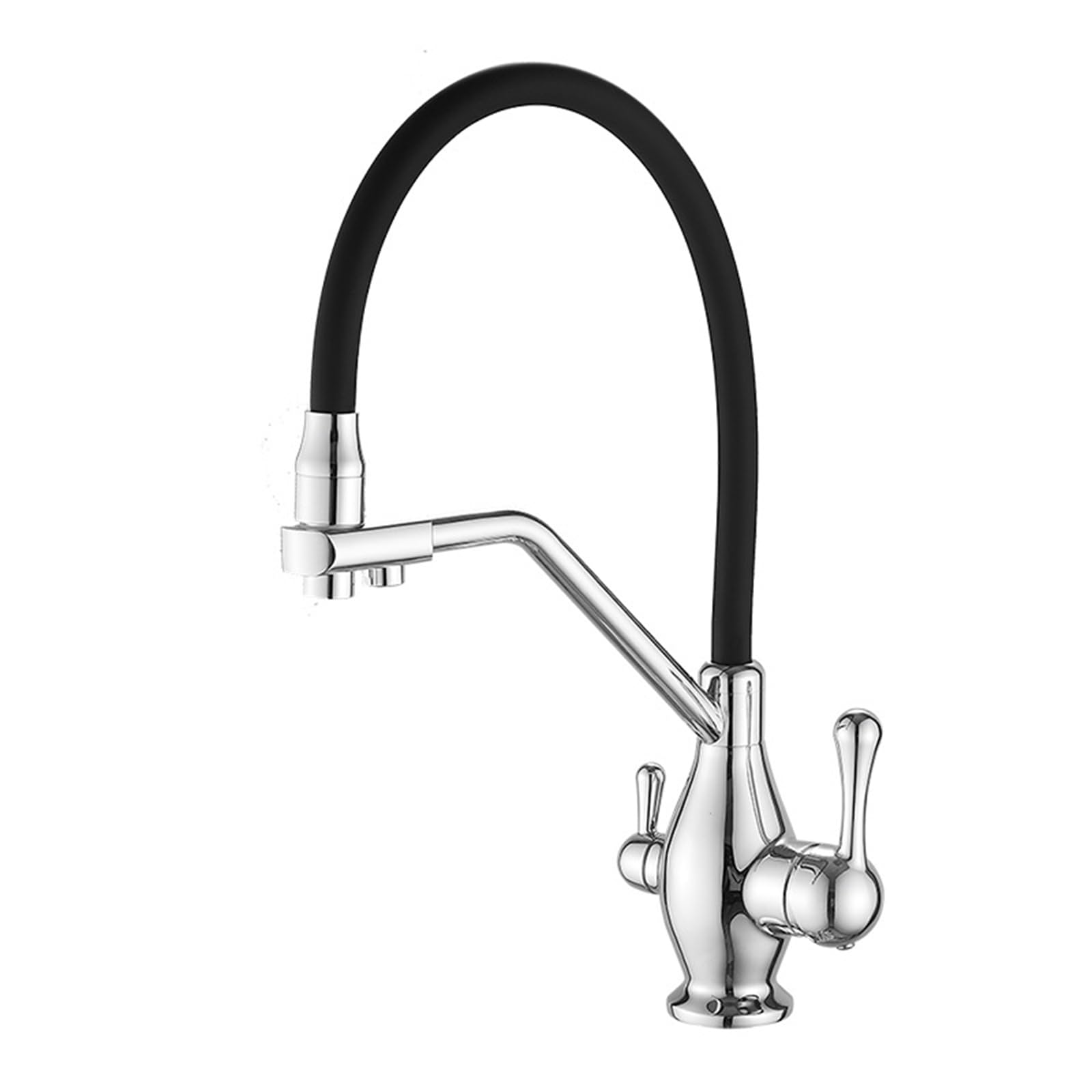 ZYCHSJXA Drinking Water Tap Chrome Retro Kitchen Mixer Swivel Spout Brass Taps Double Outlet Faucet