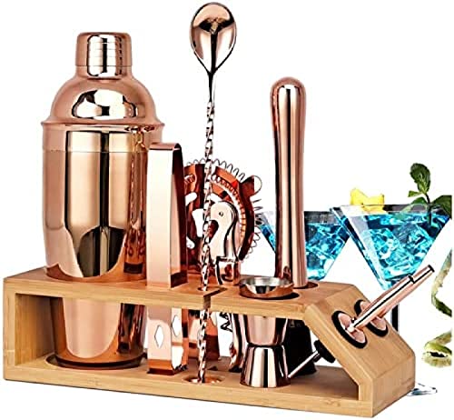 KRASS Bartender Set Kit Coctelera Dorada con Soporte Bamboo miniatura 2