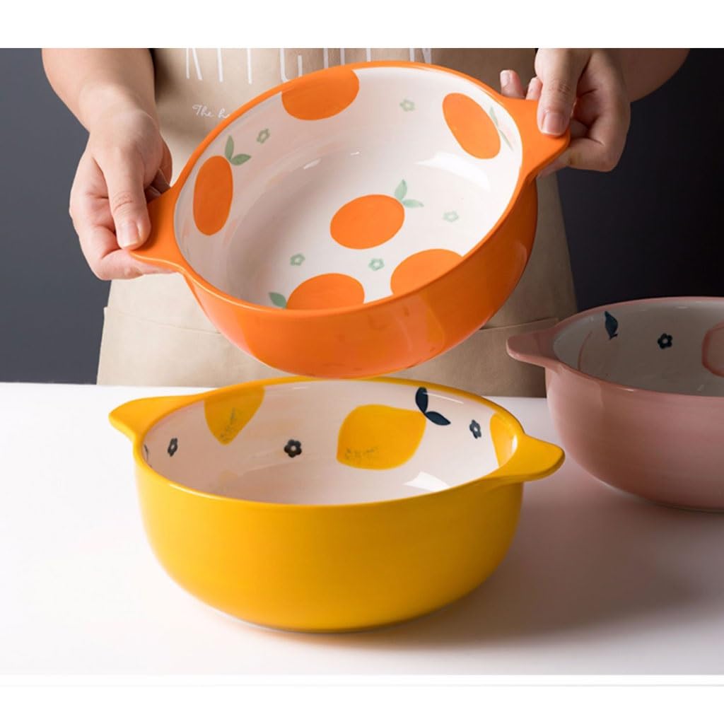 Ceramiczne miski do zupy, Miska do zupy z podwójnym uchem, Duża miska domowa, Ceramiczna miska, Miska na zupę, Naczynia stołowe, Miska na makaron, Miski do kuchni