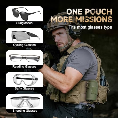 Image of Tactical Molle Glasses Case, Shockproof Eyeglass Pouch, Sunglass Case Hard Shell Protects Glasses