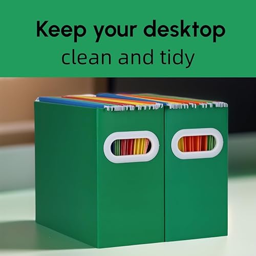 Vista 59 de Organizador de carpetas de archivos colgantes de cartón, caja de archivos plegable para tamaño carta, almacenamiento portátil de archivos