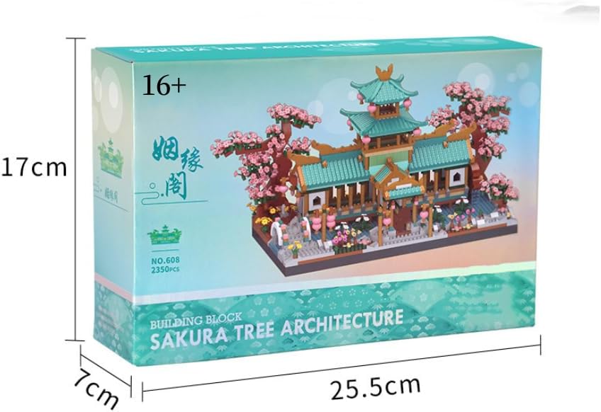 Miniatura 5 de Street View - Juego de modelos de ladrillos de pabellón de matrimonio, 2350 piezas DIY Chinese Classical Gardens of Suzhou y Sakura Tree Building