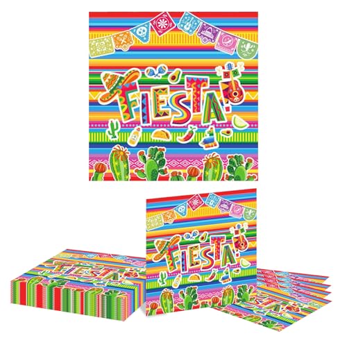 GlamRays Mexikanische Fiesta Servietten 20 Stück 16x16cm Einweg 2-lagig Bunte Party Papierservietten für Cinco De Mayo Geburtstagsfeier Taco Hochzeit Tischdeko